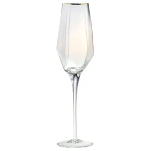 Бокал "Геометрия" прозрачный с золотом для шампанского - Фото 1