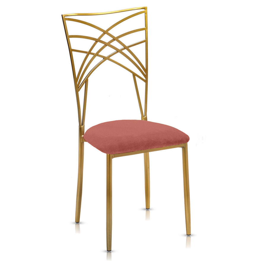 Стул «Хамелеон» золотой, марсала подушка из бархата - Фото миниатюра 1