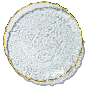 Подстановочная тарелка «Салак» прозрачная с золотой каймой - Фото 1