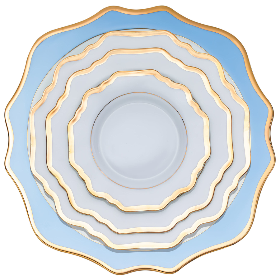 Набор тарелок «Тайга» бело-голубые с кантом 33, 26, 21, 16см - Фото миниатюра 1