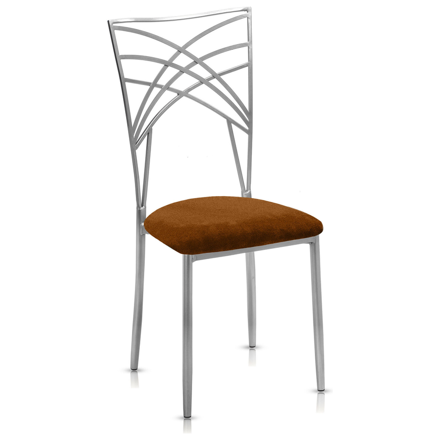 Стул «Хамелеон» серебряный, шоколадная подушка из бархата - Фото миниатюра 1