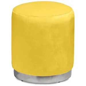 Пуф «Круг» серебряный, желтый бархат