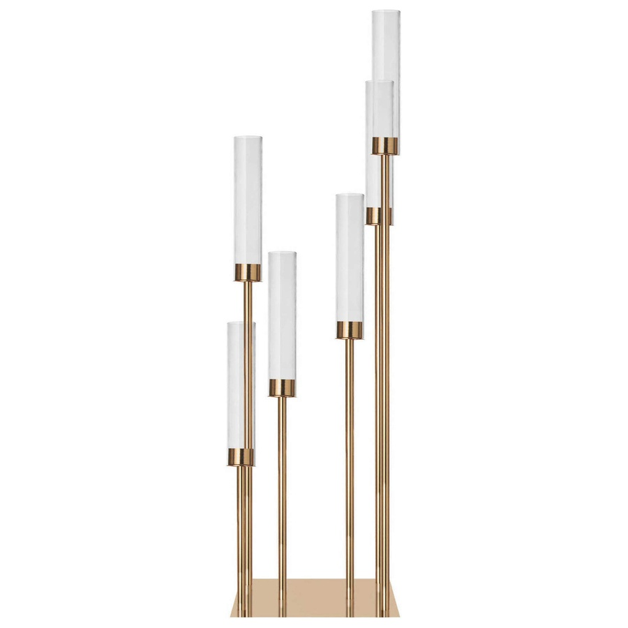 Канделябр «Тот» на 6 свечей золотой металлический - Фото миниатюра 1