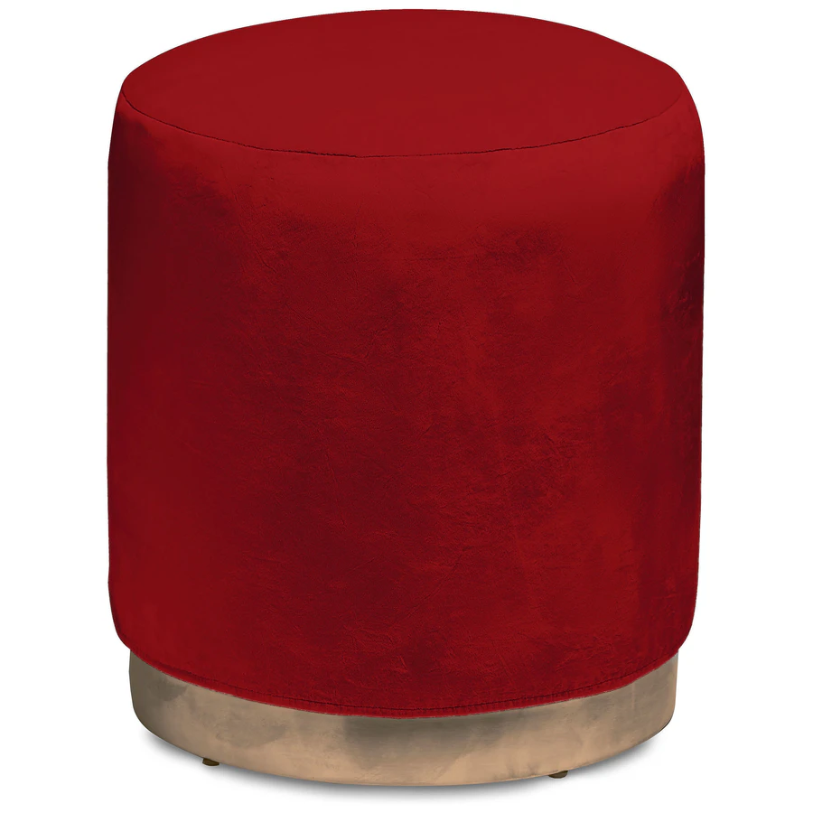 Пуф «Круг» золотой, красный бархат - Фото основное 1