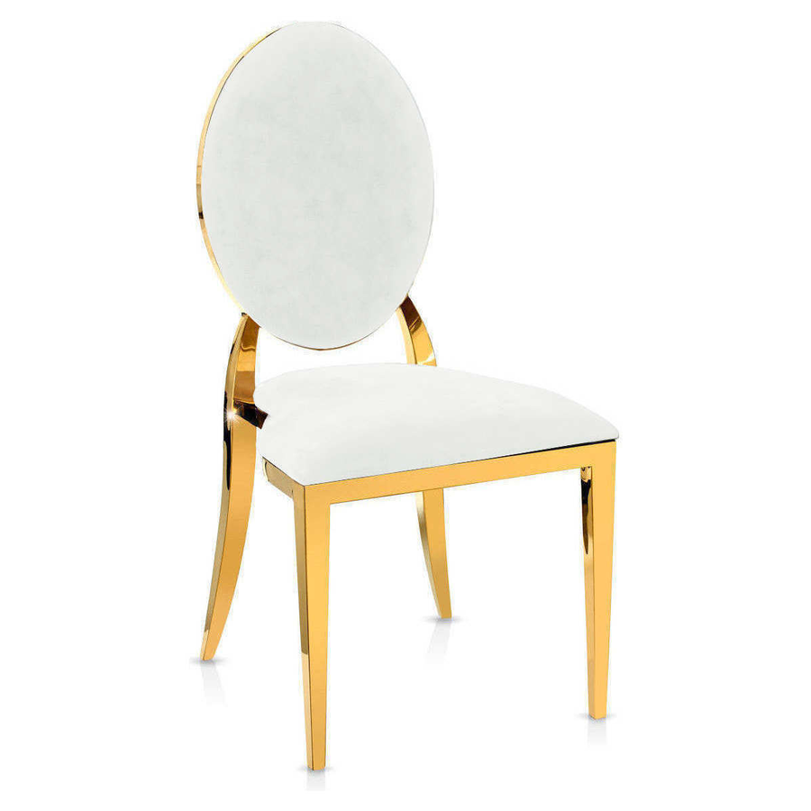 Стул «Вашингтон» золотой, белые подушки из бархата - Фото миниатюра 1