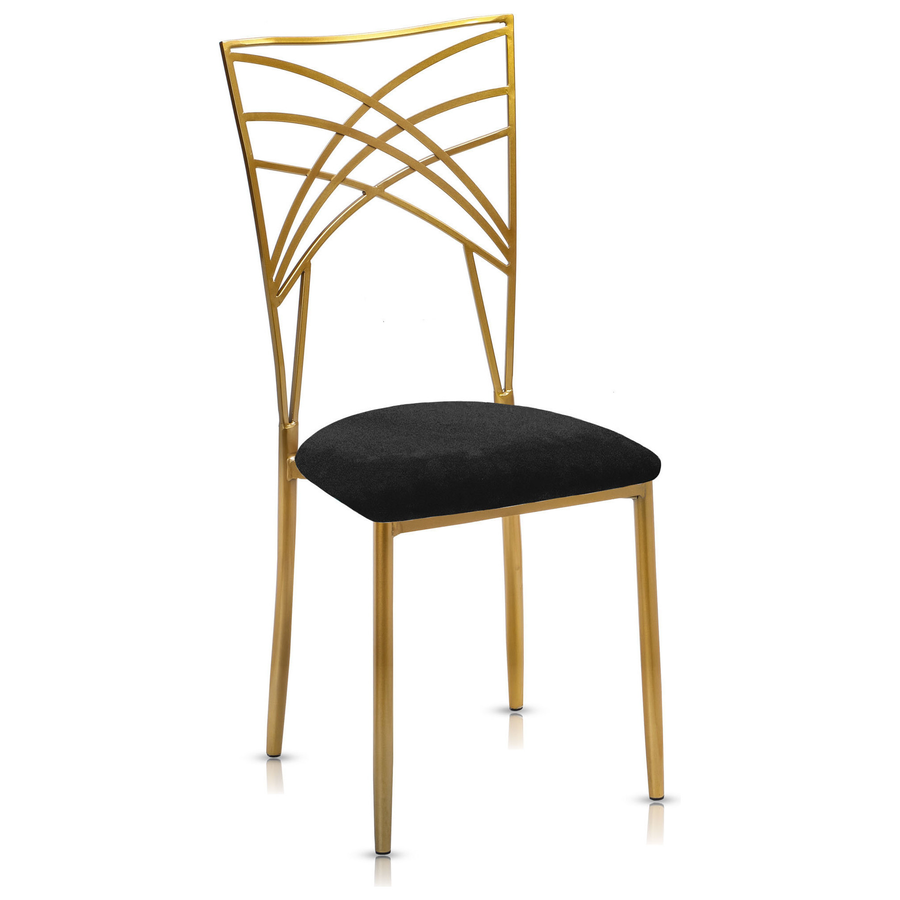 Стул «Хамелеон» золотой, черная подушка из бархата - Фото миниатюра 1