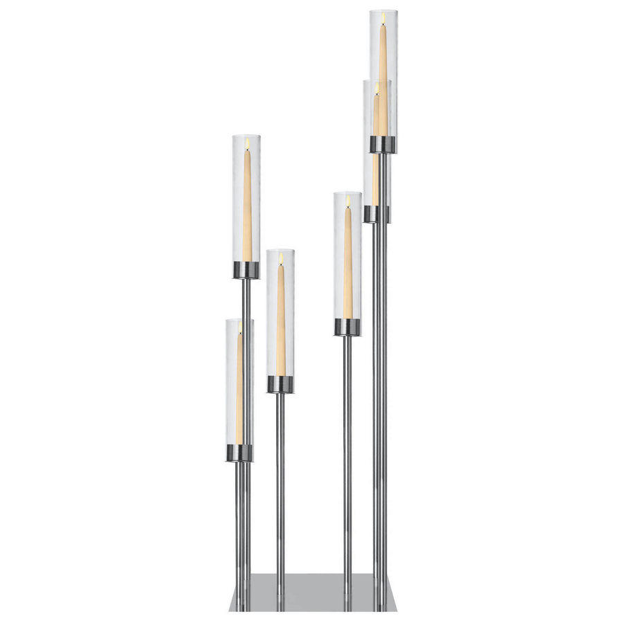 Канделябр «Тот» на 6 свечей серебряный металлический - Фото миниатюра 4