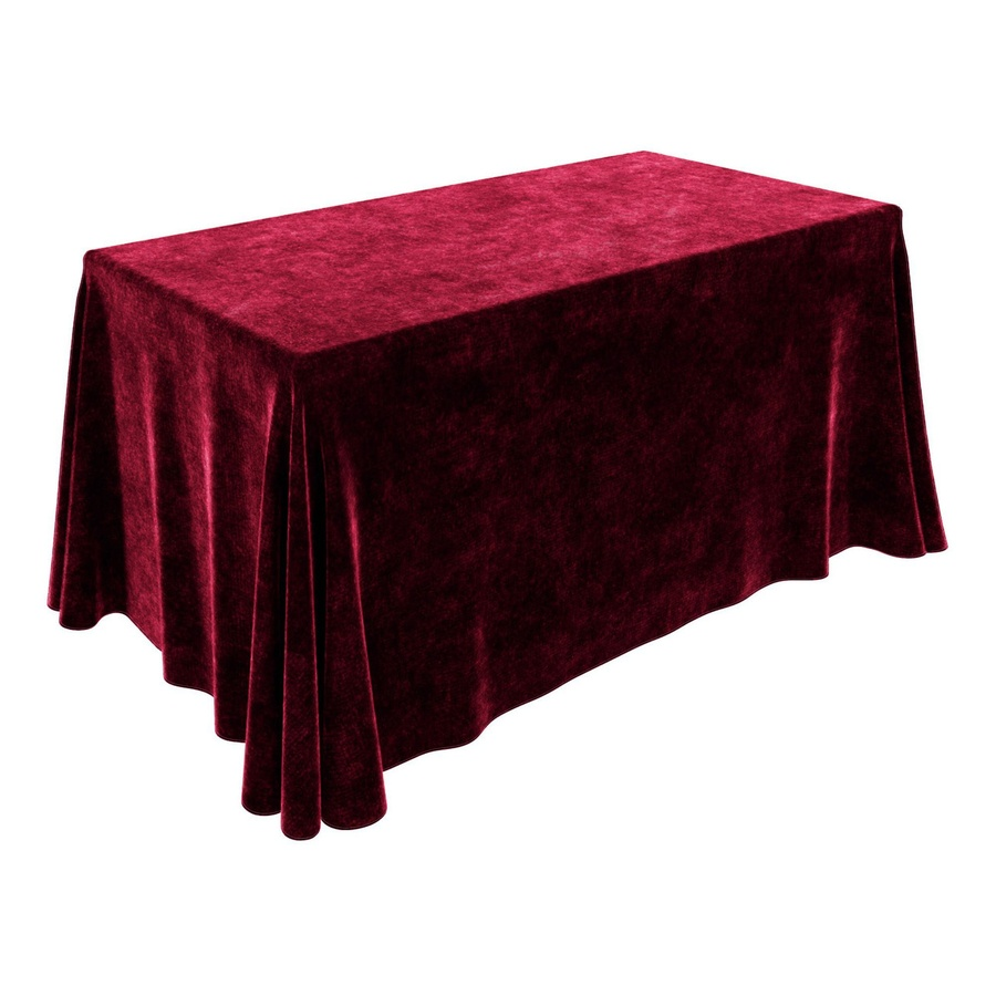 Скатерть прямоугольная, красный мраморный бархат - Фото миниатюра 1