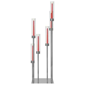 Канделябр «Тот» на 6 свечей серебряный металлический - Фото 5