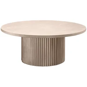 Стол «Арис» круглый, бархат серо-бежевый