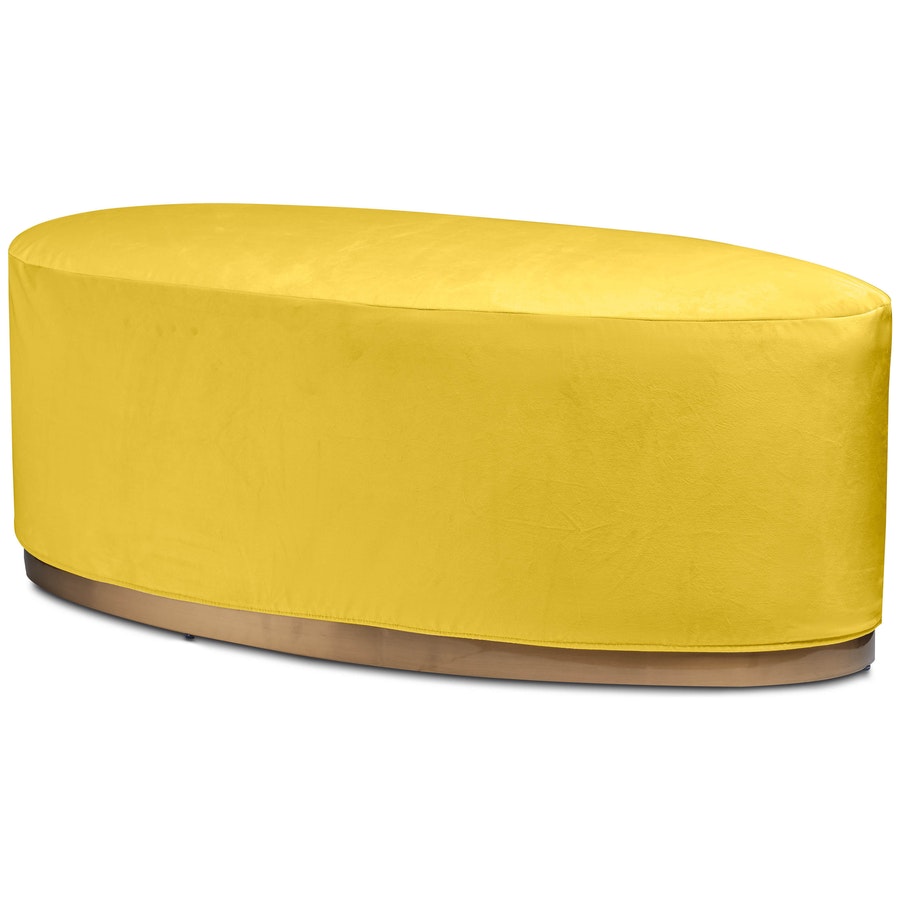 Пуф «Овал» золотой, желтый бархат - Фото миниатюра 1