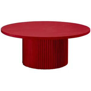 Стол «Арис» круглый, бархат красный