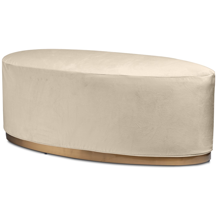 Пуф «Овал» золотой, светло-бежевый бархат - Фото миниатюра 1