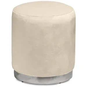 Пуф «Круг» серебряный, светло-бежевый бархат