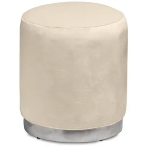 Пуф «Круг» серебряный, светло-бежевый бархат