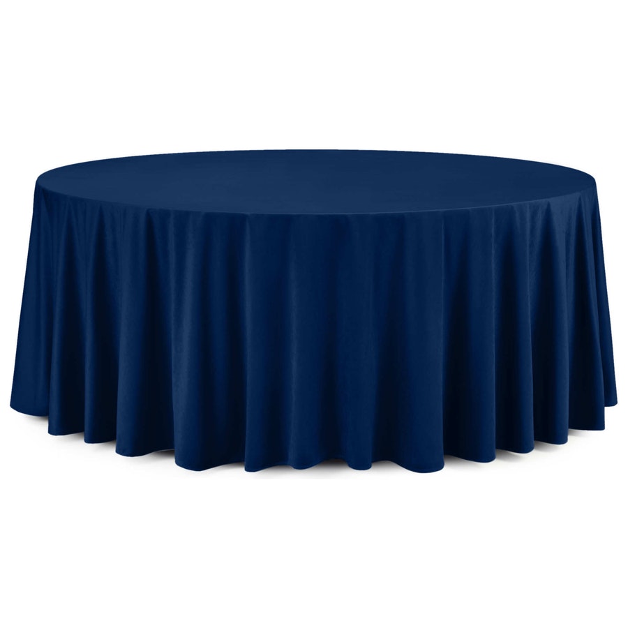 Скатерть круглая бархатная темно-синяя - Фото миниатюра 1
