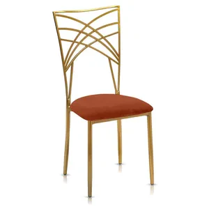 Стул «Хамелеон» золотой, терракотовая подушка из бархата