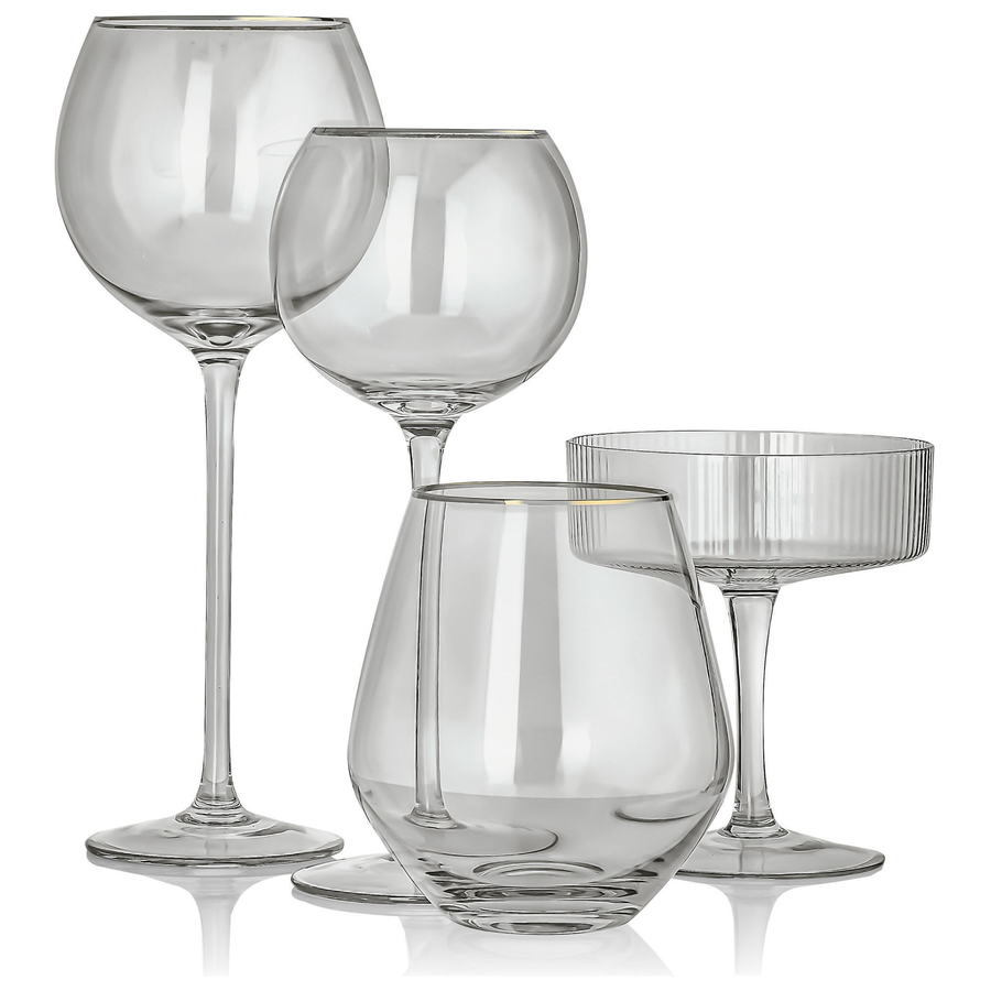 Стакан «Санко» дымчатый с золотым кантом - Фото миниатюра 2