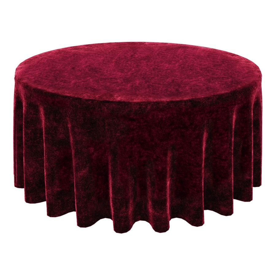 Скатерть круглая, красный мраморный бархат - Фото миниатюра 1