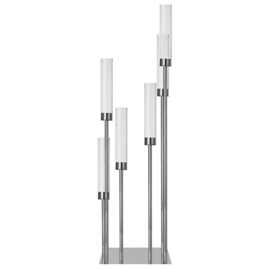 Канделябр «Тот» на 6 свечей серебряный металлический - Фото миниатюра 1