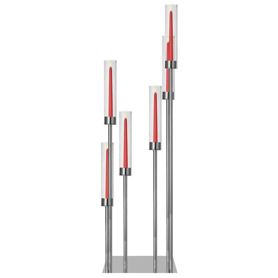 Канделябр «Тот» на 6 свечей серебряный металлический - Фото миниатюра 5