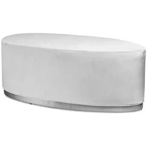 Пуф «Овал» серебряный, белый бархат