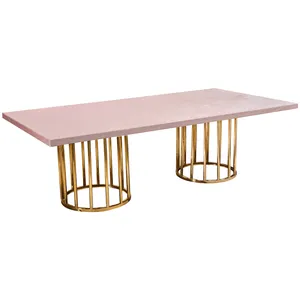 Стол «Арис» прямой, столешница бархат пыльно-розовый