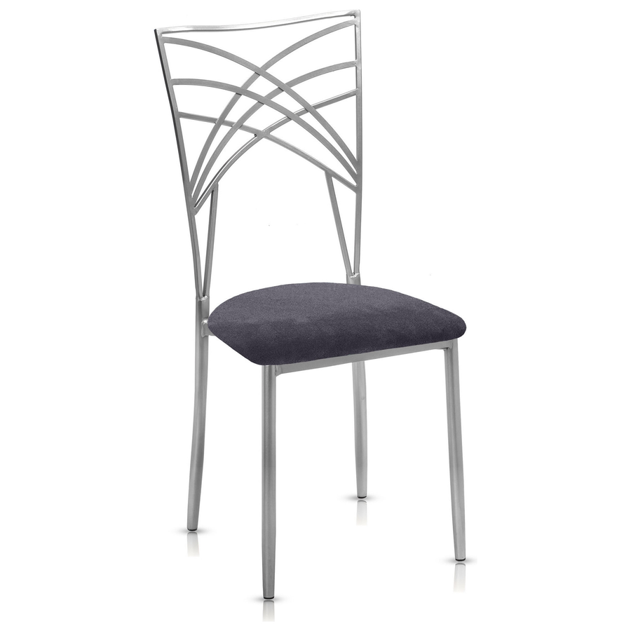 Стул «Хамелеон» серебряный, графитовая подушка из бархата - Фото миниатюра 1