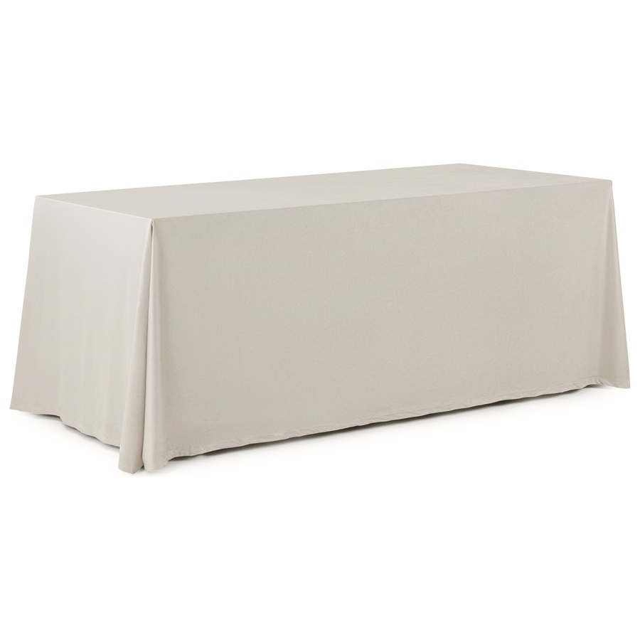 Скатерть прямоугольная широкая бархатная кремовая - Фото миниатюра 1