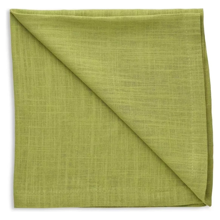 Салфетка льняная тепло-зеленая - Фото миниатюра 1