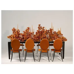 Стул Вашингтон серебряный, терракотовые подушки из бархата - Фото 2