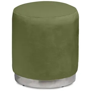 Пуф «Круг» серебряный, мшистый бархат