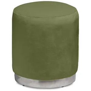 Пуф «Круг» серебряный, мшистый бархат