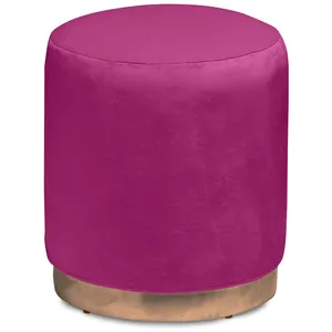 Пуф «Круг» золотой, малиновый бархат