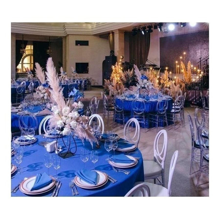 Скатерть прямоугольная габардин синяя - Фото миниатюра 2