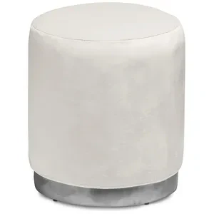 Пуф «Круг» серебряный, молочный бархат