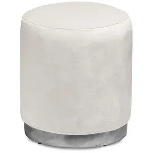 Пуф «Круг» серебряный, молочный бархат