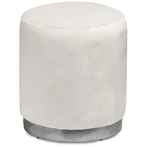 Пуф «Круг» серебряный, молочный бархат