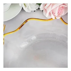 Подстановочная тарелка «Фиона» прозрачная с золотой каймой - Фото 3