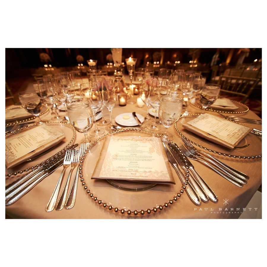 Подстановочная тарелка "Бусинки" прозрачная с золотыми бусинами - Фото миниатюра 2