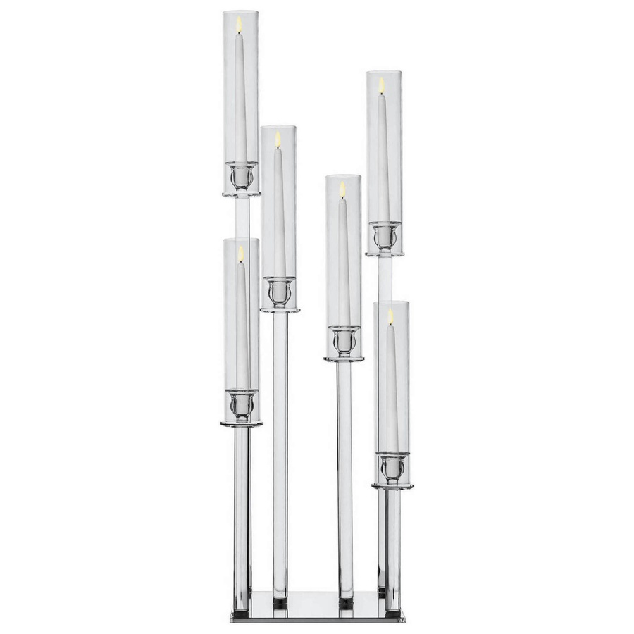 Канделябр «Тот» на 6 свечей прозрачный стеклянный - Фото миниатюра 3