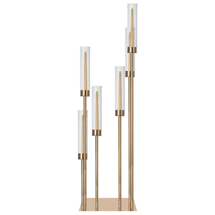 Канделябр «Тот» на 6 свечей золотой металлический - Фото миниатюра 4