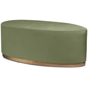 Пуф «Овал» золотой, пыльно-зеленый бархат