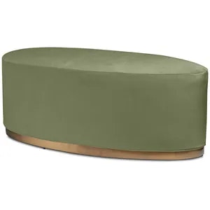 Пуф «Овал» золотой, пыльно-зеленый бархат