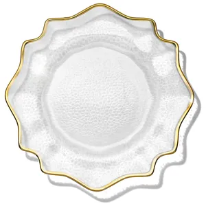 Подстановочная тарелка «Фиона» прозрачная с золотой каймой - Фото 1