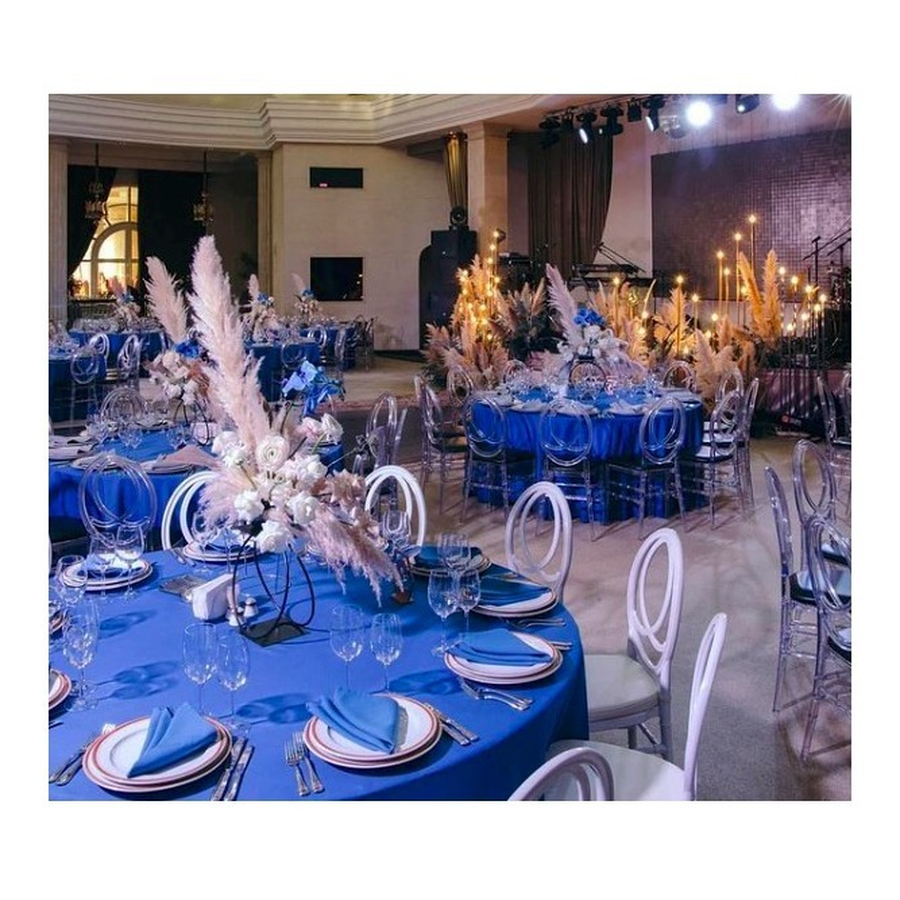 Скатерть прямоугольная габардин синяя - Фото миниатюра 2