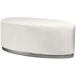 Пуф «Овал» серебряный, молочный бархат