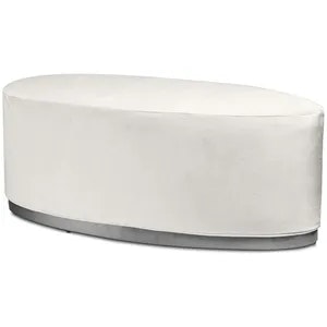 Пуф «Овал» серебряный, молочный бархат