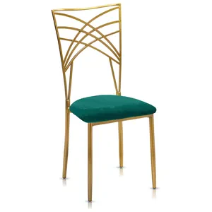Стул «Хамелеон» золотой, изумрудная подушка из бархата