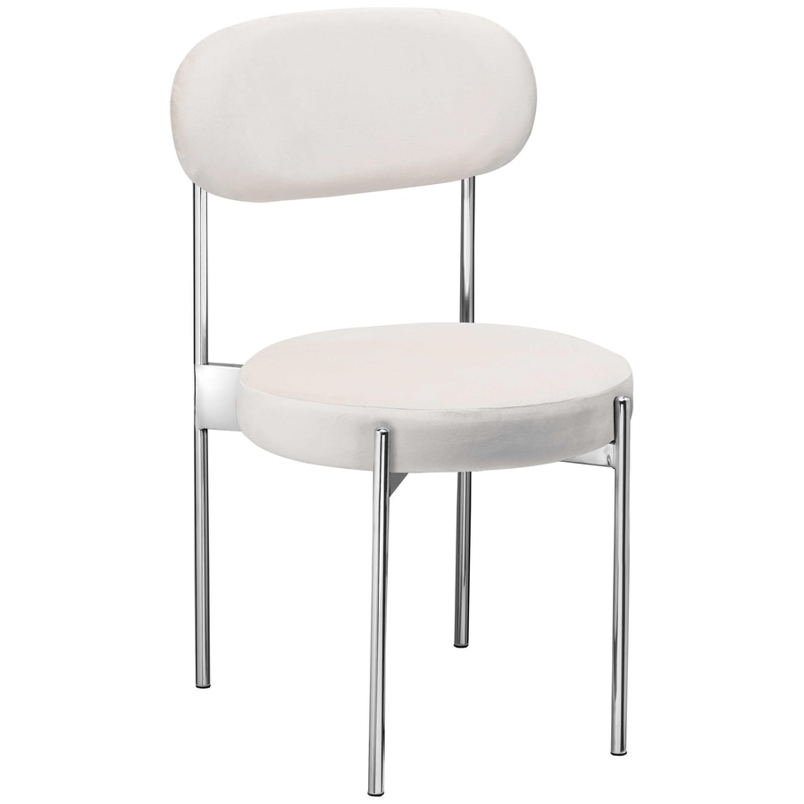 Стул «Тотем» серебряный, белый теплый бархат - Фото миниатюра 1